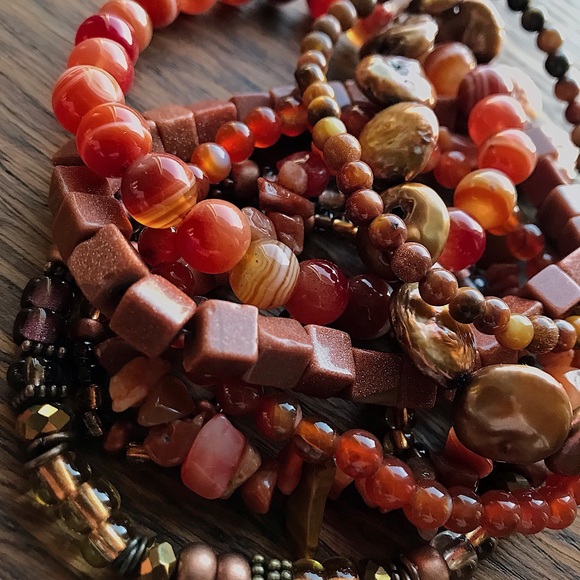 Natural Orange Carnelian, Aventurine, Agate & Gold Sandstone Gemstone Bracelets - Picture 7 of 8